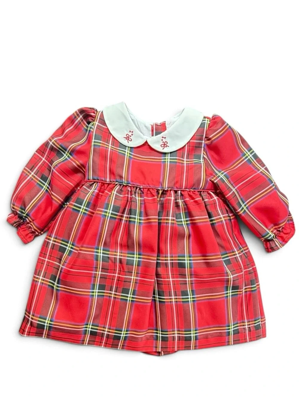 Edgehill Collection Dress Kids Red Plaid Candy Cane Bow Size 12M NWT